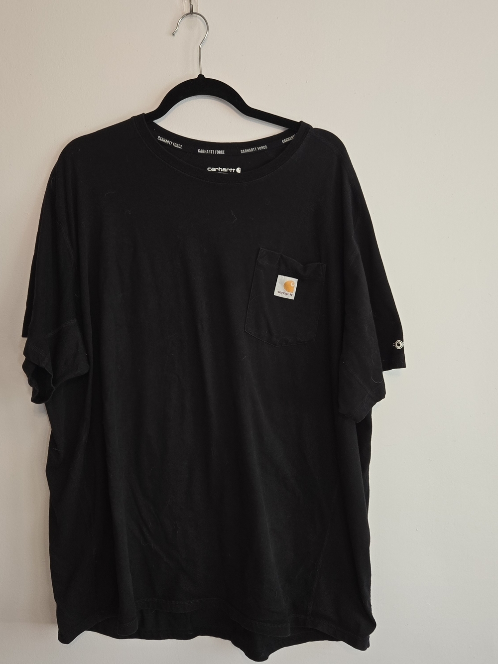 Carhartt Force Black Short-Sleeve Pocket Tee with Logo Patch